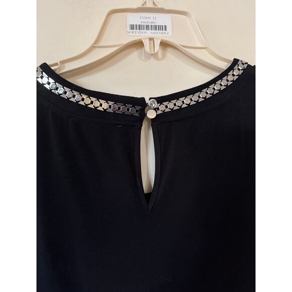 Calvin Klein Women's Sleeveless Shell Blouse Black w/ Metallic Detail Size M - Picture 7 of 9